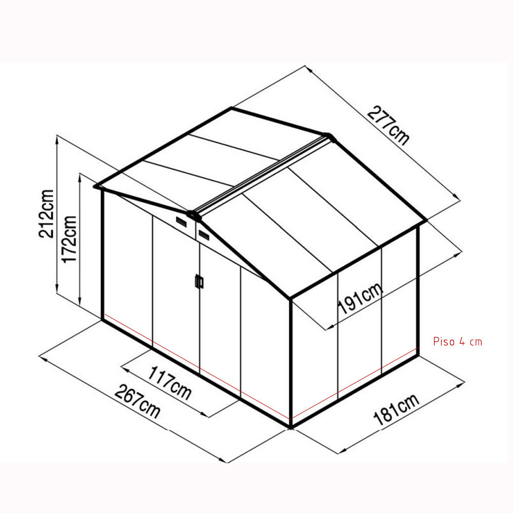 Bodega Multiuso Sky3 277 x 190. INCLUYE BASE DE PISO