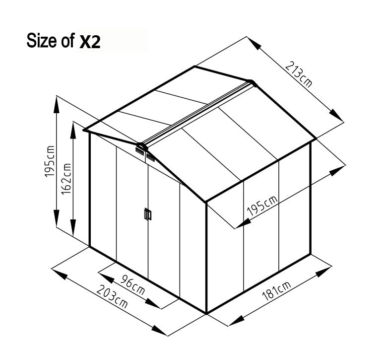 Bodega Multiuso X2 213 x 195. INCLUYE BASE DE PISO